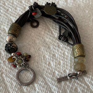 SILPADA leather, sterling and brass Cha Cha bracelet